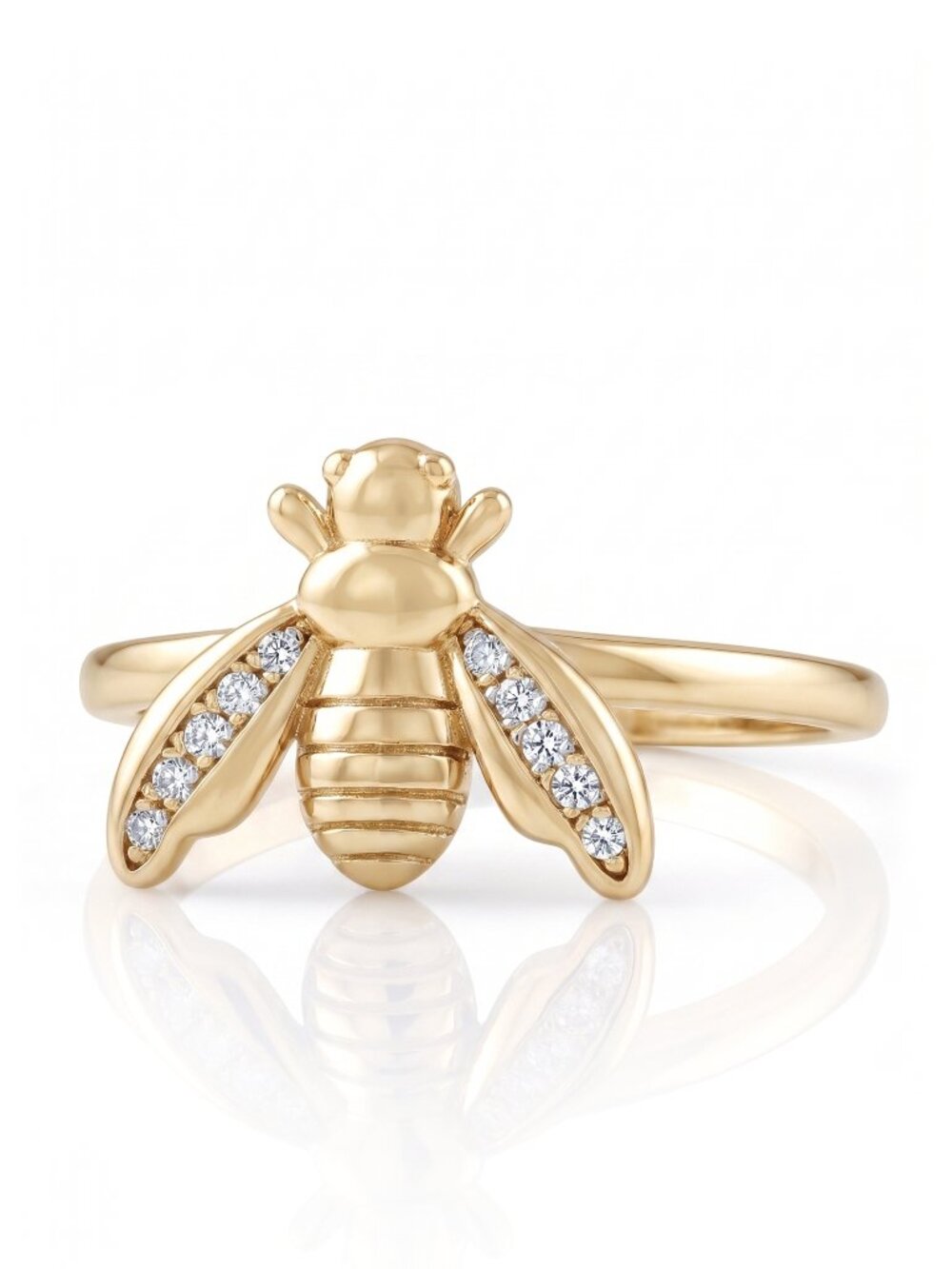 Honey Bee ring with gold finish, Charmed Aroma 925 Sterling Silver